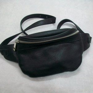 Black Faux Leather Crossbody Fanny Pack